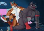  absurd_res anthro canid canine canis dobie-ace duo fox gaming hi_res male male/male mammal wolf 