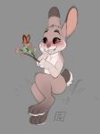  anthro arthropod branch butterfly dipstick_ears duo flower fur grey_background head_tuft hi_res holding_object insect lagomorph leaf lepidopteran leporid mammal multicolored_ears nude pink_nose plant poisewritik rabbit simple_background sitting smile solo_focus tuft white_body white_fur 