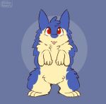  animated blue_body blush digitigrade fluffing_out fluffy fur nintendo pocketpaws pok&eacute;mon pok&eacute;mon_(species) puffed_cheeks red_eyes short_playtime straining tan_body typhlosion video_games 