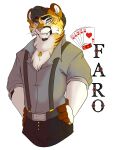  absurd_res alpha_channel anthro badge clothed clothing faro_mr._vegas(possumgod) felid gangster hi_res male mammal muscular muscular_male open_clothing open_shirt open_topwear pantherine possumgod scar shirt solo suspenders tiger topwear 