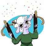  1:1 alpha_channel anthro bolts bovid caprine confetti crossbow eeekay elspeth_fauwin female happy mammal ranged_weapon sheep solo weapon 