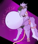  ambiguous_gender anthro belly hi_res holding_belly hose hose_in_butt hose_inflation inflated_belly inflation machine obese overweight protogen rumbling_stomach simple_background solo troplilly water_inflation 