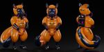  401 2020 2:1 3d_(artwork) absurd_res anthro big_tail biped black_background bovid bulge caprine digital_media_(artwork) drone english_text gas_mask gas_tank glistening hi_res long_tail male mammal mask orange_body pink_eyes rubber sheep simple_background slightly_chubby text 