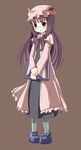  :o adrian_ferrer bangs bespectacled black_eyes blunt_bangs book bow brown_background capelet coat dress full_body glasses grey_legwear hands_together hat long_hair open_mouth own_hands_together pantyhose patchouli_knowledge pigeon-toed purple_eyes purple_hair shoes simple_background solo standing touhou v_arms very_long_hair wide_sleeves 