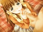  blush brown_hair censored green_eyes handjob mikisato_reia nobushito penis saimin_kanojo 