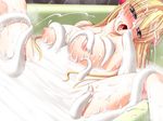 1girl bath blonde_hair blue_eyes blush breasts cum cum_bath cum_in_mouth cum_on_body cum_on_breasts cum_on_hair cum_on_leg cum_on_lower_body cum_on_tongue cum_on_upper_body facial inda_no_himekishi_jeanne jeanne_grenoble large_breasts nipples open_mouth princess_knight_janne tentacle tentacles tongue 