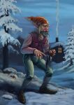  2010 beard bechart bottomwear clothing european_mythology facial_hair footwear hat headgear headwear hi_res holding_key holding_object humanoid humanoid_pointy_ears key looking_at_viewer male mythology nisse_(species) norse_mythology not_furry outside pants red_nose shoes snow solo standing 