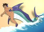  beach billfish breasts fish gender_transformation genitals green_body green_scales hair halcy0n hi_res human istiophoriform mammal marine marlin mid_transformation nipples nude sand scales seaside solo species_transformation surprise transformation water 