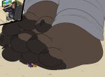  ailurid anthro clothed clothing computer duo feet foot_fetish foot_lick foot_play gaming hyaenid licking macro male male/male mammal micro micro_on_macro pawpads paws playing_videogame red_panda size_difference sparky_the_chu stuck_to_foot toes tongue tongue_out 