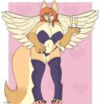  1:1 2021 alcohol anthro beverage big_breasts big_hands big_tail blue_eyes blush breasts brown_body brown_fur butler canid canine champagne cleavage clothed clothing curvaceous curvy_figure female fennec fishnet fishnet_legwear fluffy fluffy_tail fox fur grin hair hi_res huge_breasts leggings legwear maid_collar maid_headdress maid_uniform mammal open_mouth panties pawpads paws pinup pose red_hair ruby_sahira_(haybuck) serving_tray smile solo tan_body tan_fur teeth_showing toxicneon23 underwear uniform voluptuous wings 