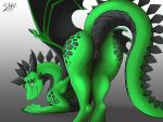  4:3 anus ass_up claws dragon feral hi_res horn juro_(character) looking_at_viewer male raised_tail reptile scalie skyvo slit solo western_dragon wings 