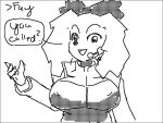  4:3 anonymous_artist anthro big_breasts bird_dog bow breasts canid canine canis dialogue domestic_dog english_text fay_spaniel female hunting_dog looking_at_viewer mammal microphone monochrome nintendo nipple_outline sketch solo spaniel speech_bubble star_fox text video_games 