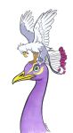  avian beak bird bird_feet blue_eyes der feathered_wings feathers feral galliform green_eyes grey_body gryphon gyro_feather male micro mythological_avian mythology paws peafowl phasianid pink_body quadruped roz_gibson spread_wings tail_tuft tuft white_body wings 