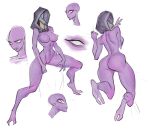  2021 2_toes 3_fingers alien alien_humanoid armor breasts butt colored_sketch feet female fingers front_view genitals grey_eyes headgear headgear_only helmet helmet_only humanoid johnfoxart mass_effect mostly_nude nipples noseless not_furry purple_body purple_skin pussy quarian rear_view solo tali&#039;zorah toes video_games 