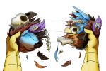  after_vore avian bird blue_body blue_feathers bodily_fluids bone death der disposal emarth feathers galliform group gyro_feather lnyx male peacock_feather peafowl pellet phasianid purple_body purple_feathers saliva skull swiftsketchpone vore 