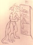  abesdrawings alcohol anthro appliance beer beverage beverage_can bob_vorsh_(jack) briefs bulge clothed clothing dinosaur fridge hi_res jack_(webcomic) kitchen_appliance male partially_clothed reptile scalie solo underwear 