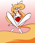  animaniacs anthro barefoot blonde_hair blush breasts feet female genitals hair long_hair mammal minerva_mink mink mustelid musteline nipples pussy solo themrock true_musteline warner_brothers 