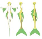  arm_fins blonde_hair blue_eyes dorsal_fin ear_fins female fin flat_chested gills hair hi_res humanoid humanoid_pointy_ears kaname_buccaneer madiblitz marine membrane_(anatomy) merfolk model_sheet nipples nude pelvic_fins scales short_hair simple_background solo split_form tail_fin webbed_hands white_background white_body white_scales yellow_body yellow_scales 