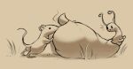  2019 ambiguous_gender antennae_(anatomy) anthro arthropod butt digital_media_(artwork) duo feral jubb mammal mouse murid murine rodent signature simple_background sniffing_anus tan_background 