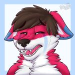  1:1 black_nose bodily_fluids brown_hair canid canine crying eyes_closed fox front_view gaokun hair hi_res holly_(ortiz) icon male mammal open_mouth pink_tongue red_body sad solo tears tongue white_body 