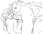  2016 anthro belly blush duo embrace hug human interspecies licking lying male mammal megawaffle_(artist) monochrome moobs nintendo nipples overweight overweight_male pangoro pok&eacute;mon pok&eacute;mon_(species) pok&eacute;philia tongue tongue_out video_games 