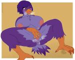  activision anthro anus areola avian beak big_breasts bird bird_feet blush bodily_fluids body_blush breasts breath brown_eyes chest_tuft eyelashes feathers feet female fingering fur genital_fluids genitals hair half-closed_eyes hi_res lark_(bird) multicolored_body multicolored_fur narrowed_eyes nude one_eye_closed open_mouth oscine outline panting passerine purple_body purple_hair pussy pussy_blush pussy_juice simple_background skylanders sp_advanced spread_legs spreading stormblade tail_feathers talons tongue tuft vaginal vaginal_fingering video_games 