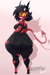  anthro big_butt black_hair bottomwear breasts bubble_butt buckteeth butt clothing demon demon_humanoid female hair hand_on_butt hand_on_hip helluva_boss huge_butt huge_thighs humanoid imp looking_at_viewer looking_back millie_(helluva_boss) okioppai pants solo spade_tail standing teeth thick_thighs torn_clothing wide_hips yellow_eyes yellow_sclera yoga_pants 