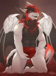  absurd_res anthro dragon fluffy hair hi_res kneeling male mane muscular muscular_male scales skini-mcwafferpants_(artist) solo tail_tuft teasing teeth tomilixak tuft wings 