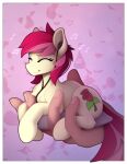  &lt;3 chest_tuft cutie_mark earbuds equid equine eyes_closed friendship_is_magic hair headphones hi_res horse humanoid_hands listening_to_music mammal micro musical_note my_little_pony pillow pink_hair pony red_hair rose_(mlp) tuft yakovlev-vad 
