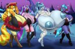  2021 5_fingers absurd_res adagio_dazzle_(eg) anthro areola aria_blaze_(eg) big_breasts blues64 blush breasts clothed clothing digital_media_(artwork) equestria_girls equid equine eyebrows eyes_closed female fingers group hasbro hi_res horn huge_breasts hyper hyper_breasts mammal marauder6272 my_little_pony nipples open_mouth sonata_dusk_(eg) unicorn 