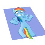 1:1 2018 blue_body clenched_teeth equid equine eyelashes feathered_wings feathers female flattened friendship_is_magic hair hasbro hi_res looking_down mammal multicolored_hair my_little_pony open_mouth pegasus peketope rainbow_dash_(mlp) simple_background solo surprise teeth white_background wings 