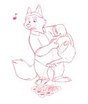  2018 anthro biped bottomwear canid canine clothing disney flower fox gideon_grey hi_res humanoid_hands mammal musical_note pants plant shirt skunkbutt_(artist) solo topwear water watering watering_can zootopia 