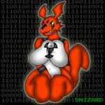  1:1 anthro bandai_namco big_breasts breasts digimon digimon_(species) female guilmon hi_res nude slightly_chubby snizard solo wide_hips 