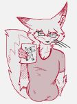  anthro arm_tuft canid canine chest_tuft clothed clothing digital_drawing_(artwork) digital_media_(artwork) drawing english_text eyelashes eyewear female fluffy fox fur fur_tuft glasses hair holding_object inner_ear_fluff iroha_(maroon) kemono looking_at_viewer mammal maroon_(artist) monochrome multicolored_body multicolored_fur paper paper_drawing paper_sheet profanity red_fox redscale shirt simple_background solo text topwear tuft whiskers 