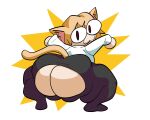  :3 animal_humanoid big_butt big_eyes blonde_hair bottom_heavy bottomwear butt cat_humanoid clothed clothing crouching exposed_butt featureless_hands felid felid_humanoid feline feline_humanoid female hair hi_res huge_butt huge_thighs humanoid inner_ear_fluff leggings legwear looking_at_viewer looking_back looking_back_at_viewer mammal mammal_humanoid melty_blood neco-arc nondelismell pale_skin partially_clothed pink_inner_ear_fluff presenting presenting_hindquarters pupils rear_view red_eyes shirt simple_background slit_pupils smile solo thick_thighs topwear torn_bottomwear torn_clothing torn_leggings torn_legwear tuft wide_hips 