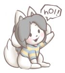  blush canid canine clothed clothing felid feline fur hair hi_res mammal open_mouth satorasuku simple_background tem temmie_(undertale) text topwear undertale undertale_(series) video_games white_body 