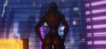  3d_(artwork) alien angrydraconequus big_butt butt computer digital_media_(artwork) female genitals hands_on_hips hi_res holographic_screen inside mass_effect nude pussy rear_view solo standing thick_thighs turian video_games window 