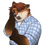  1:1 2016 alpha_channel anthro bodily_fluids brown_body canid canine clothing crying disney eyes_closed fox gideon_grey lassenby male mammal overweight overweight_male shirt simple_background solo tears topwear transparent_background zootopia 