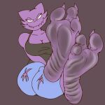  1:1 3_toes anthro barefoot bottomwear breasts claws clothing denim denim_clothing dirty_feet eyelashes feet female foot_focus grin haunter humanoid idel jeans looking_at_viewer monotone_body nintendo pants pok&eacute;mon pok&eacute;mon_(species) smile soles solo spread_toes teeth_showing thick_thighs toe_claws toes torn_bottomwear torn_clothing torn_jeans torn_pants video_games zp92 