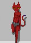  anthro body_hair briefs bulge cartoon_network casual_exposure clothed clothing courage_the_cowardly_dog domestic_cat felid feline felis genital_outline happy_trail hi_res illegaleel katz_(courage_the_cowardly_dog) male mammal nipples partially_clothed penis_outline solo underwear 