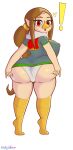  ! 9:18.5 absurd_res avian big_breasts big_butt breasts butt butt_squish clothing female hi_res holding_butt huge_breasts humanoid humanoid_pointy_ears looking_at_viewer looking_back medli mellojellowo nintendo nipple_outline open_mouth panties rear_view rito solo squish the_legend_of_zelda underwear upskirt video_games wind_waker 