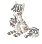 accessory cutie_mark equid equine eyes_closed fan_character feathers feral hair_accessory hair_tie hasbro hi_res jewelry male mammal my_little_pony necklace ruzeth sitting solo stripes uglyfun working zebra 