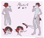  absurd_res alex_lcut animal_humanoid anthro anthro_aquatic black_hair blacktip_reef_shark blacktip_shark candy carcharhinus dessert digital_media_(artwork) fish fish_humanoid flesh_tunnel food gauged_fin genitals girly hair hi_res humanoid lollipop male marine marine_humanoid model_sheet multicolored_body multicolored_penis ombre_hair penis piercing red_eyes red_hair reef_shark reference_image requiem_shark shark shark_humanoid shark_teeth sharp_teeth signed.lavender solo studs teeth two_tone_body two_tone_penis 