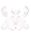  anthro anus balls gayboiarts genitals hi_res male paws penis presenting presenting_anus solo white_body 