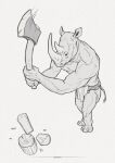 2021 alsares anthro digital_media_(artwork) feet fingers hi_res horn male mammal rhinocerotoid simple_background solo toes white_background 