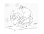  abdominal_bulge absurd_res after_vore ambiguous_gender anthro anthro_pred barsfrommars belly big_belly bone bovid caprine dialogue digestion dragon dragon_prey duo english_text fatal_vore feral feral_prey goat hi_res large_prey mammal monochrome onomatopoeia resting_on_belly size_difference skeleton sketch sound_effects text vore 