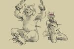 3:2 anonymous_artist anthro asgore_dreemurr bdsm beard blush bondage bound brush chain clothed clothing doggo duo erection erection_under_clothing facial_hair feathers hi_res horn kneeling long_ears male nipple_fetish nipple_play paintbrush restrained sitting tenting tickle_torture tickling tickling_armpits tickling_feet tickling_nipples topless undertale undertale_(series) video_games 