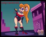  anthro black_border blood bodily_fluids border breasts chip_&#039;n_dale_rescue_rangers clothing container cup disney female gadget_hackwrench hair high_heels mammal mouse murid murine nafyo-toons rodent solo vampire 