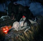  3d_(artwork) anthro canid canine digital_media_(artwork) duo erection food fruit genitals ghost hi_res male male/male mammal monster not_furry nude outlast penile penis plant pumpkin ralic_turman spirit video_games walrider_(outlast) were werecanid werecanine werewolf 