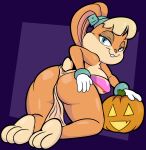  absurd_res anthro big_butt butt chel female fur hair hi_res holding_butt jack-o&#039;-lantern lagomorph leporid lola_bunny looney_tunes mammal multicolored_body multicolored_fur rabbit solo someth1ngoranother two_tone_body two_tone_fur warner_brothers 